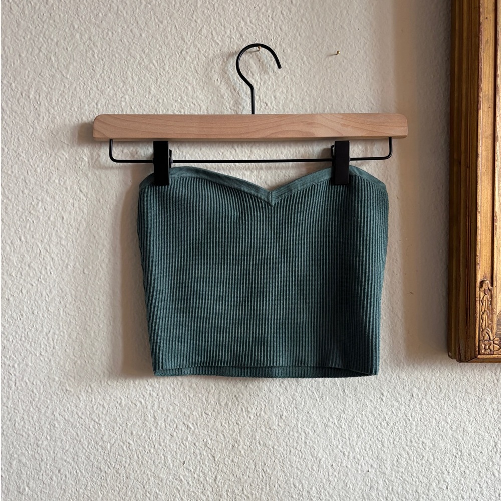 Babaton Teal Ribbed Mini Skirt